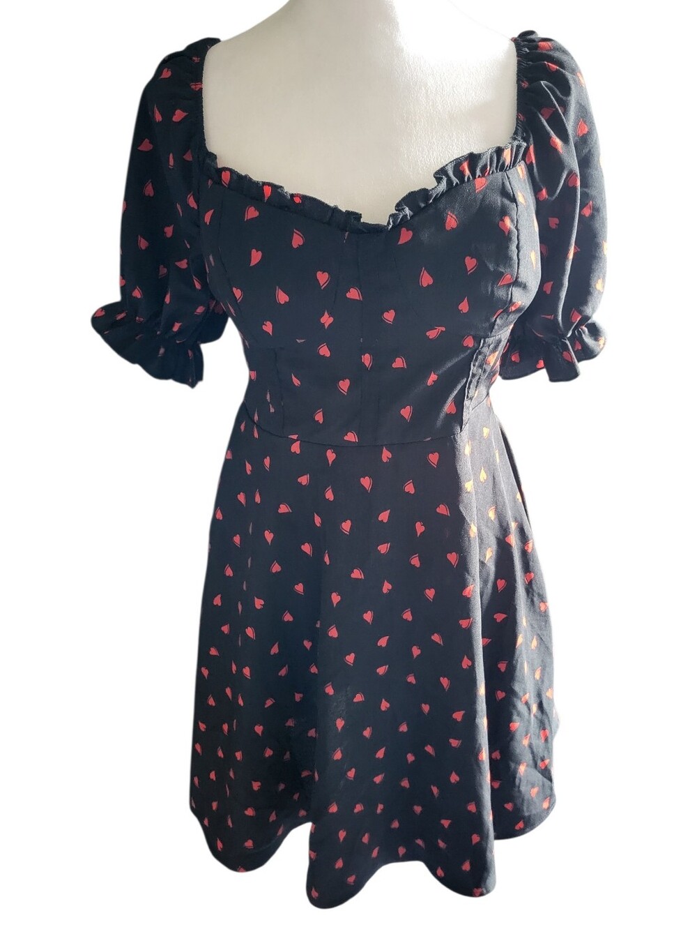 Inspired Heart Heart Mini Dress Black/Red sz M